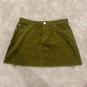 Urban Outfitters BDG Women's Olive‎ Green Mini Skirt Pockets Ribbed Size S/P